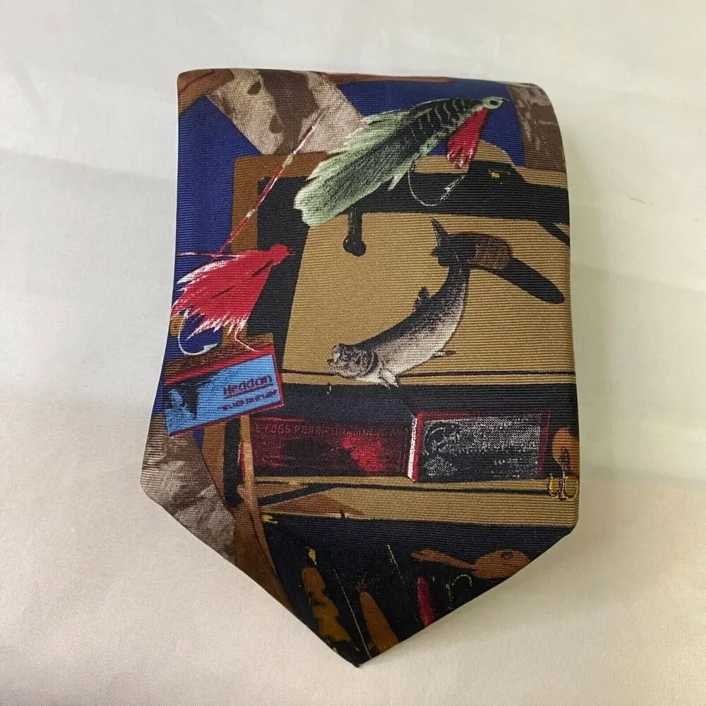 #6636 Roundtree & Yorke Fishing Multicolored Mens Necktie, Tie